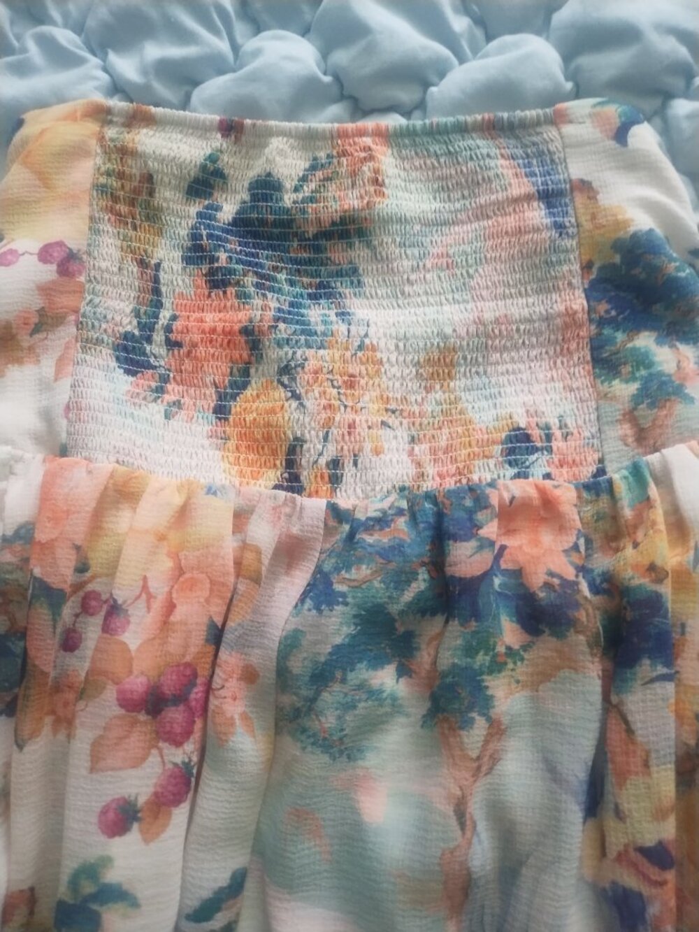Asymmetrical lace trim floral skirt Anthropolgie - Picture 3 of 4